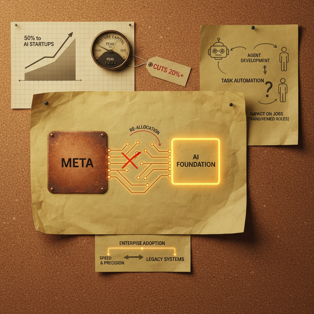 Meta Cuts 20%+ for AI. Half of VC Goes to AI Startups.